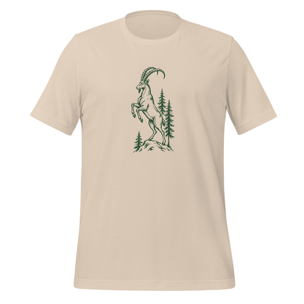Steinbock im Wald, Alpentier-T-Shirt, T-Shirt mit Alpentier-Sujet