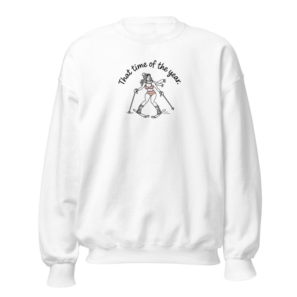 «That time of the year» Bikini-Skifahrerin Sweatshirt, Ski- & Winter-Sweatshirt