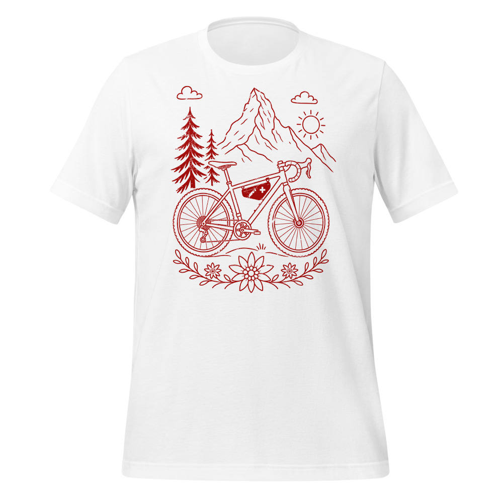 Gravel Bike in den Alpen, Berg-T-Shirt Herren, Berg-T-Shirt mit Alpen-Sujet