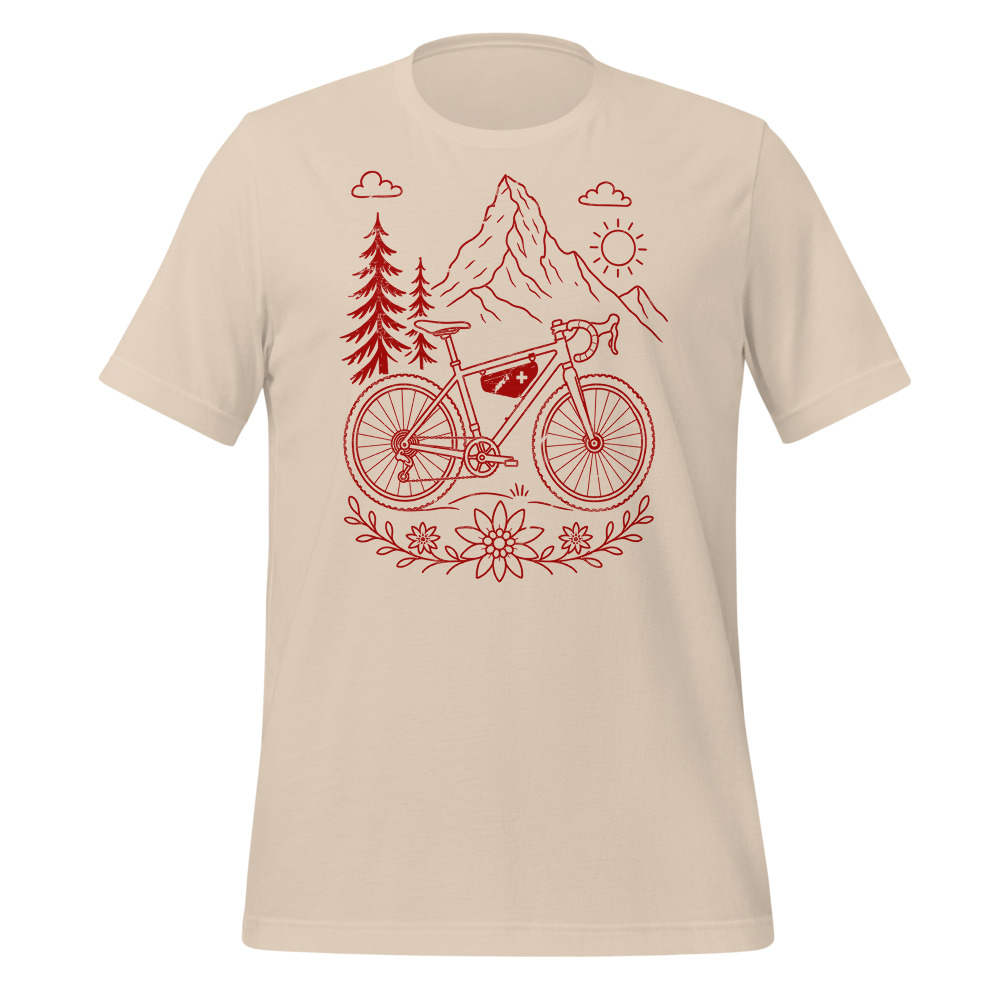 Gravel Bike in den Alpen, Berg-T-Shirt Herren, Berg-T-Shirt mit Alpen-Sujet