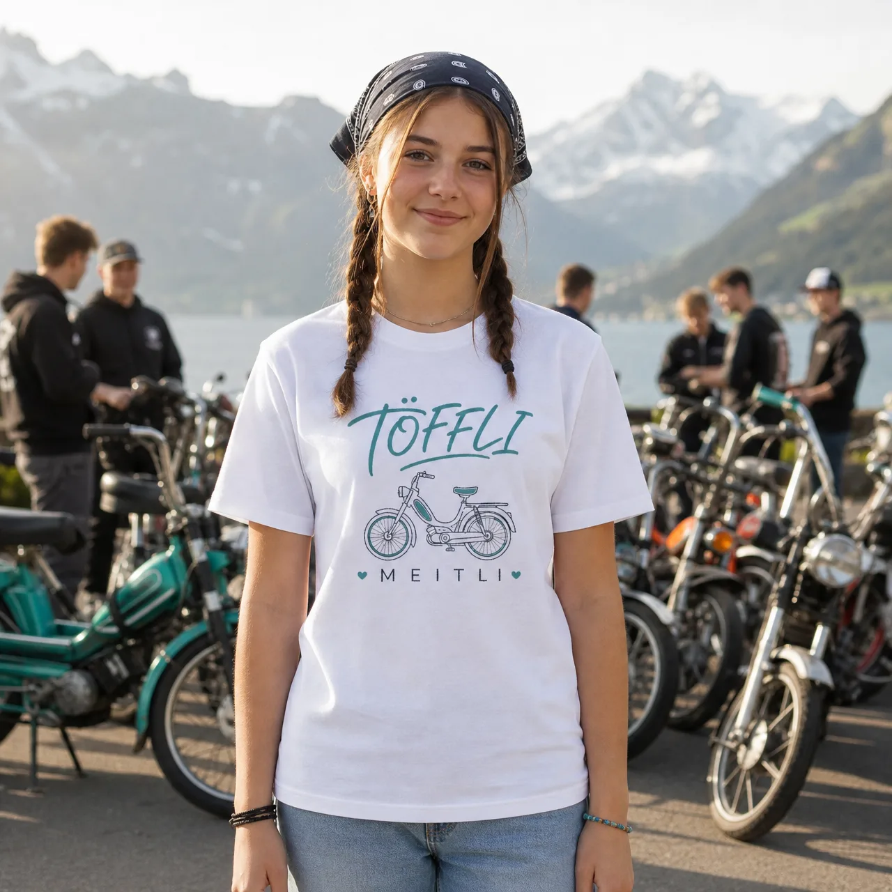 Töffli Meitli, Schwiizerdütsch T-Shirt, getragen
