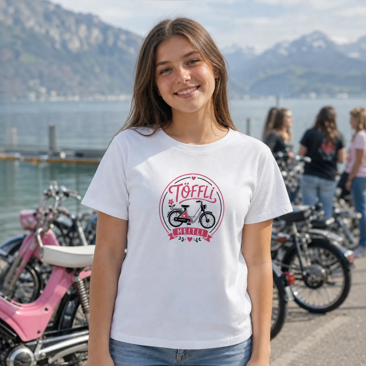 Töffli Meitli, maglietta divertente svizzera, indossata
