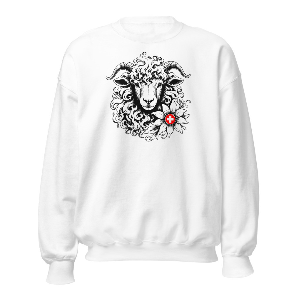 Walliser Schwarznasenschaf, Alpentier-Sweatshirt, Sweatshirt mit Alpentier-Sujet