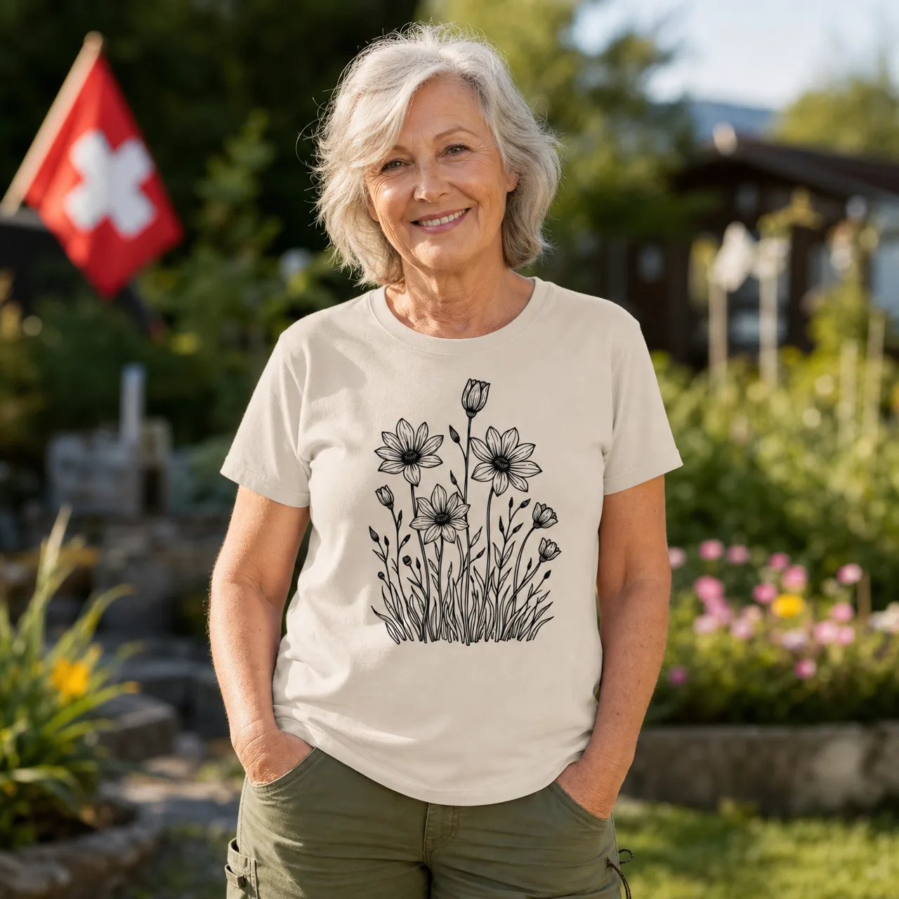 Wildflowers T-Shirt: Summer in Switzerland, worn