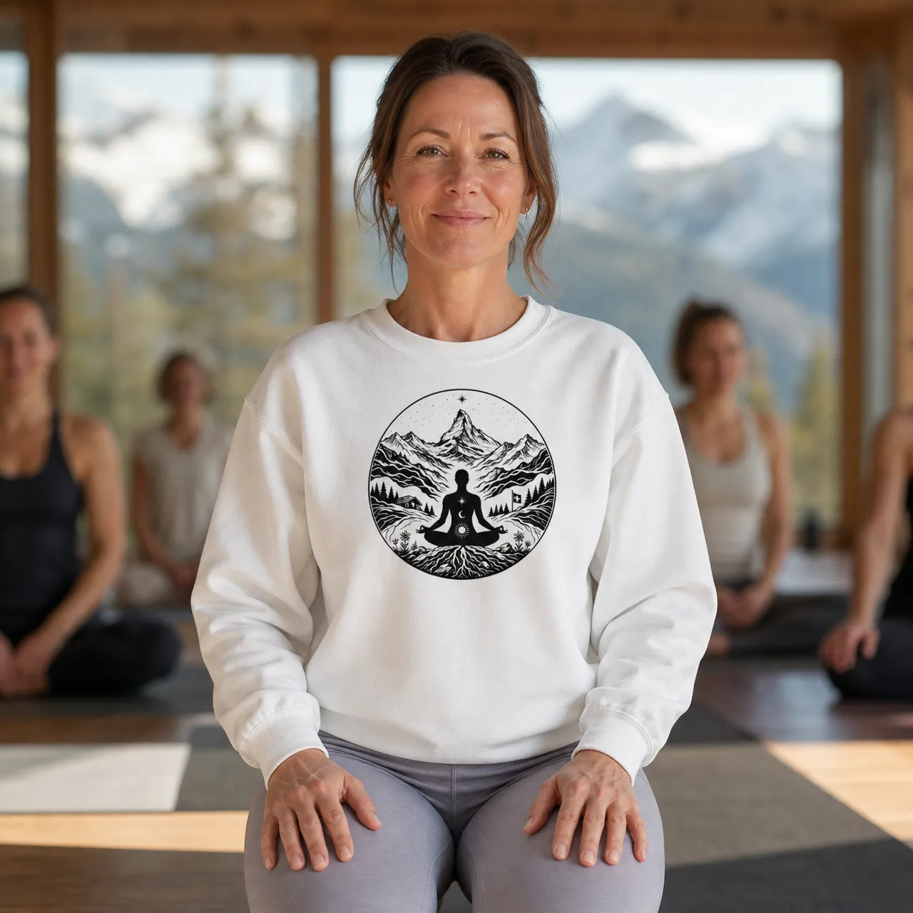 Yoga al Cervino: felpa montagna svizzera, indossata